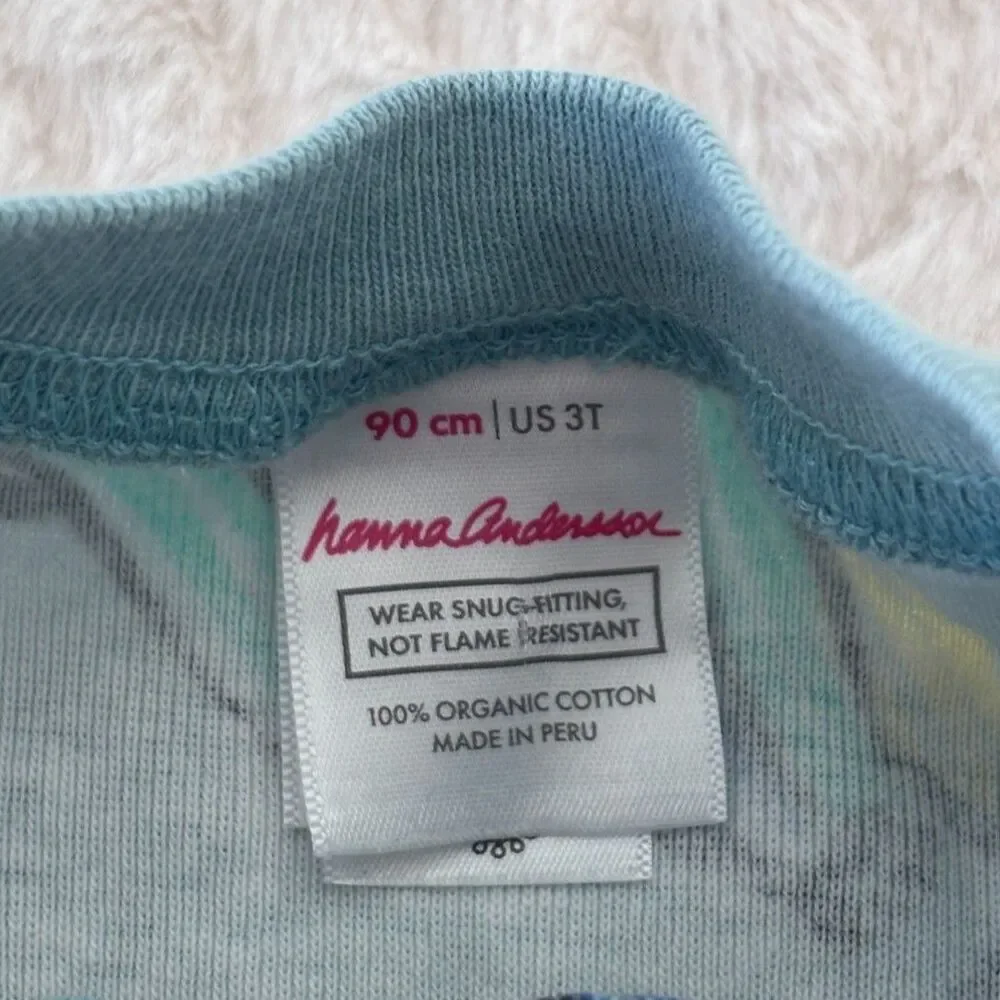 Hanna Andersson Girls 3T 90cm Rainbow Banana Print Organic Cotton Zip Pajamas